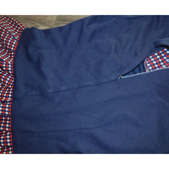 Drop waist 60s 70s MCM Butterfly Collar Short Sleeve diamond Argyle Dress - Picture 10 of 10